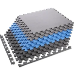 One Fitness Puzzelmat - Set van 9 - 10 mm - Blauw/Grijs