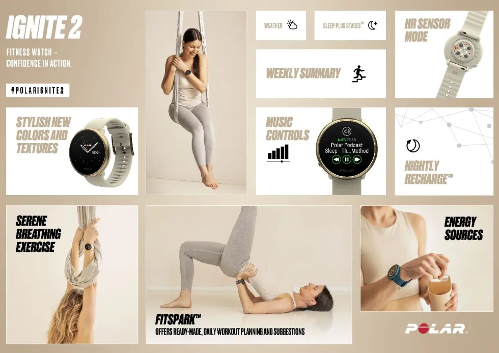 Polar Ignite 2 Sporthorloge - Zwart / Parel