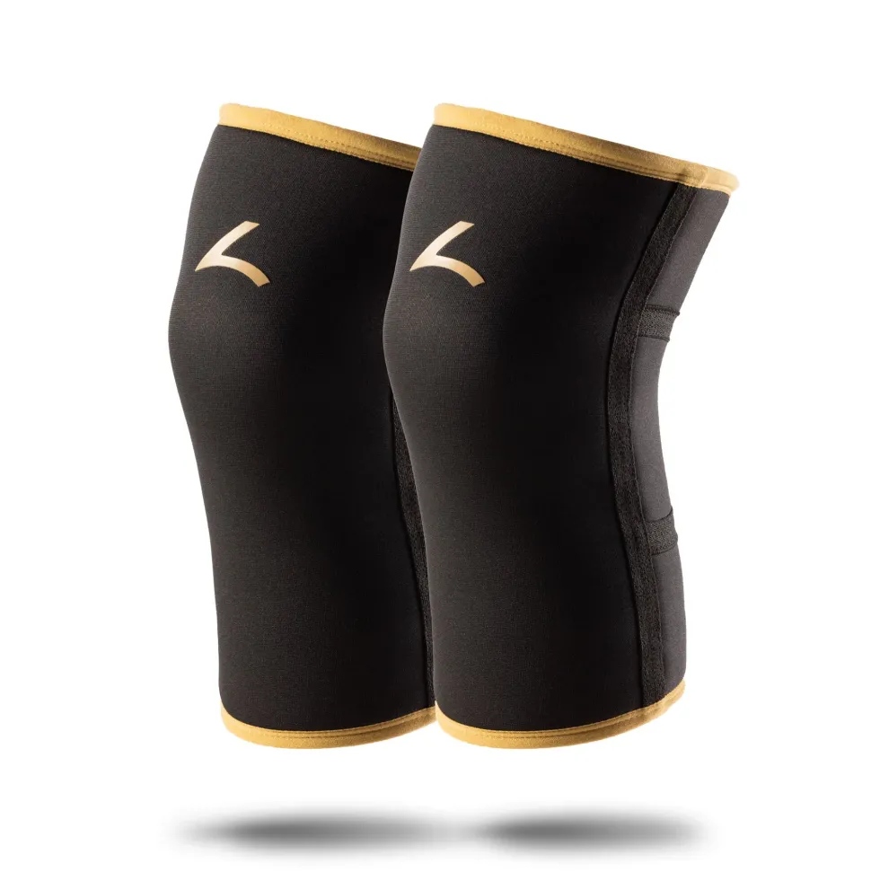 Reeva Powerlifting Knee Sleeves - Knie Bandages - 7 mm - Goud