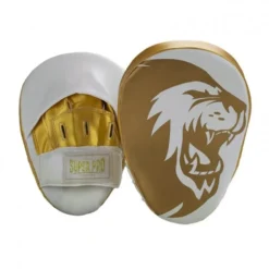 Super Pro Combat Gear Curved PU Handpads - Wit / Goud