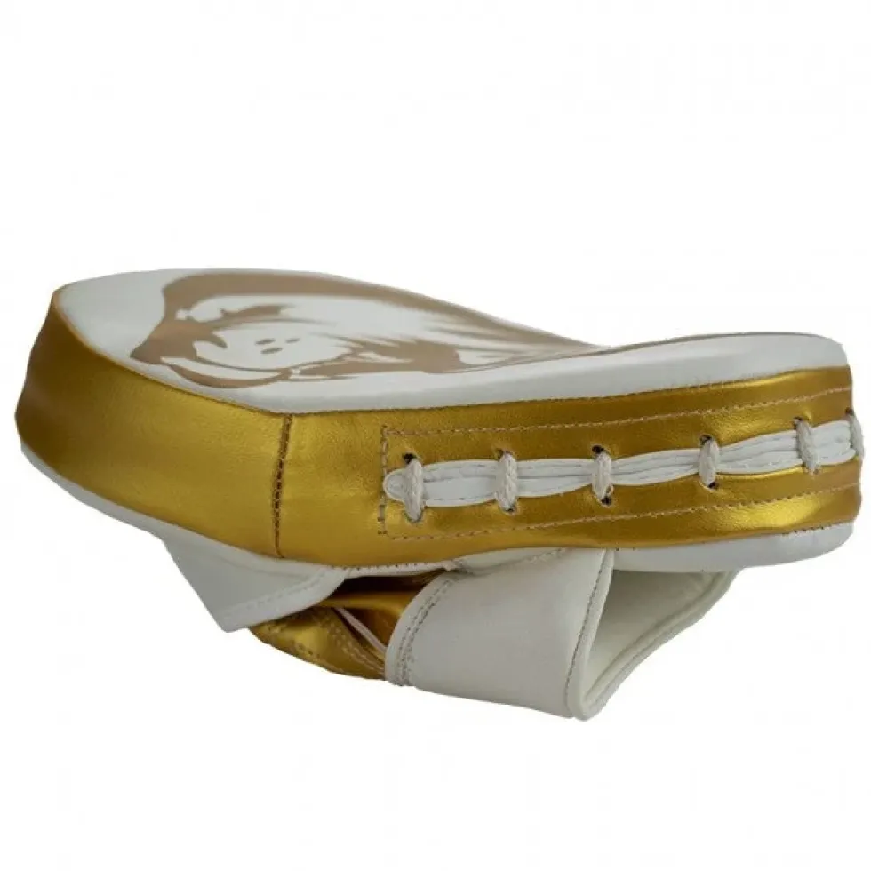 Super Pro Combat Gear Curved PU Handpads - Wit / Goud