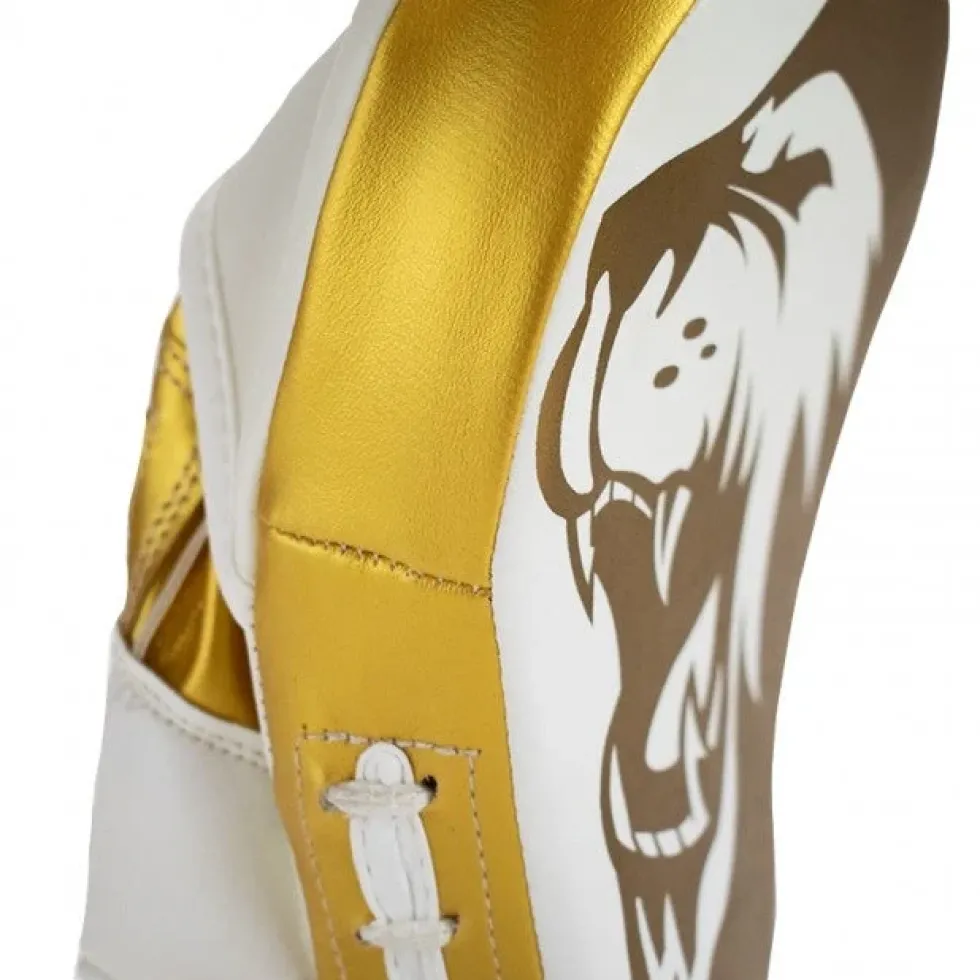 Super Pro Combat Gear Curved PU Handpads - Wit / Goud