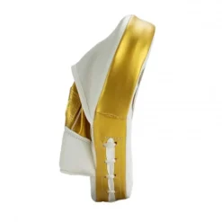 Super Pro Combat Gear Curved PU Handpads - Wit / Goud