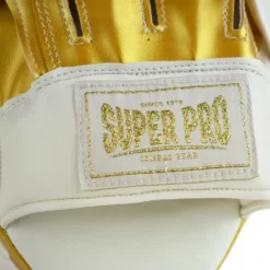 Super Pro Combat Gear Curved PU Handpads - Wit / Goud