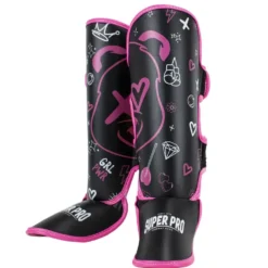 Super Pro Combat Gear Scheenbeschermer Kids Bear - Zwart/Roze