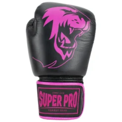 Super Pro Combat Gear Warrior Lederen (Kick)Bokshandschoenen - Zwart/Roze
