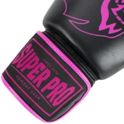 Super Pro Combat Gear Warrior Lederen (Kick)Bokshandschoenen - Zwart/Roze