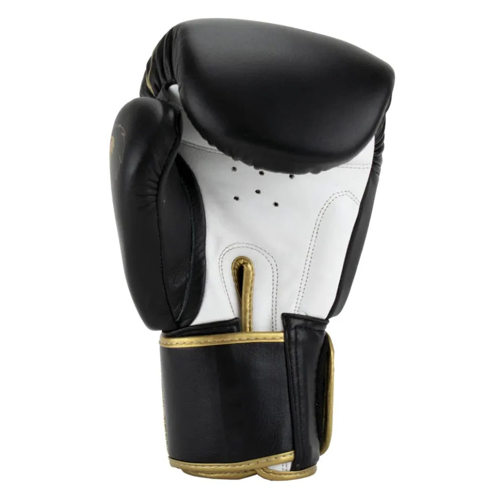 Super Pro Combat Gear Warrior SE Lederen (Kick)Bokshandschoenen - Zwart/Goud/Wit