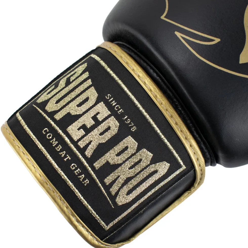Super Pro Combat Gear Warrior SE Lederen (Kick)Bokshandschoenen - Zwart/Goud/Wit