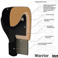 Super Pro Combat Gear Warrior SE Lederen (Kick)Bokshandschoenen - Zwart/Goud/Wit
