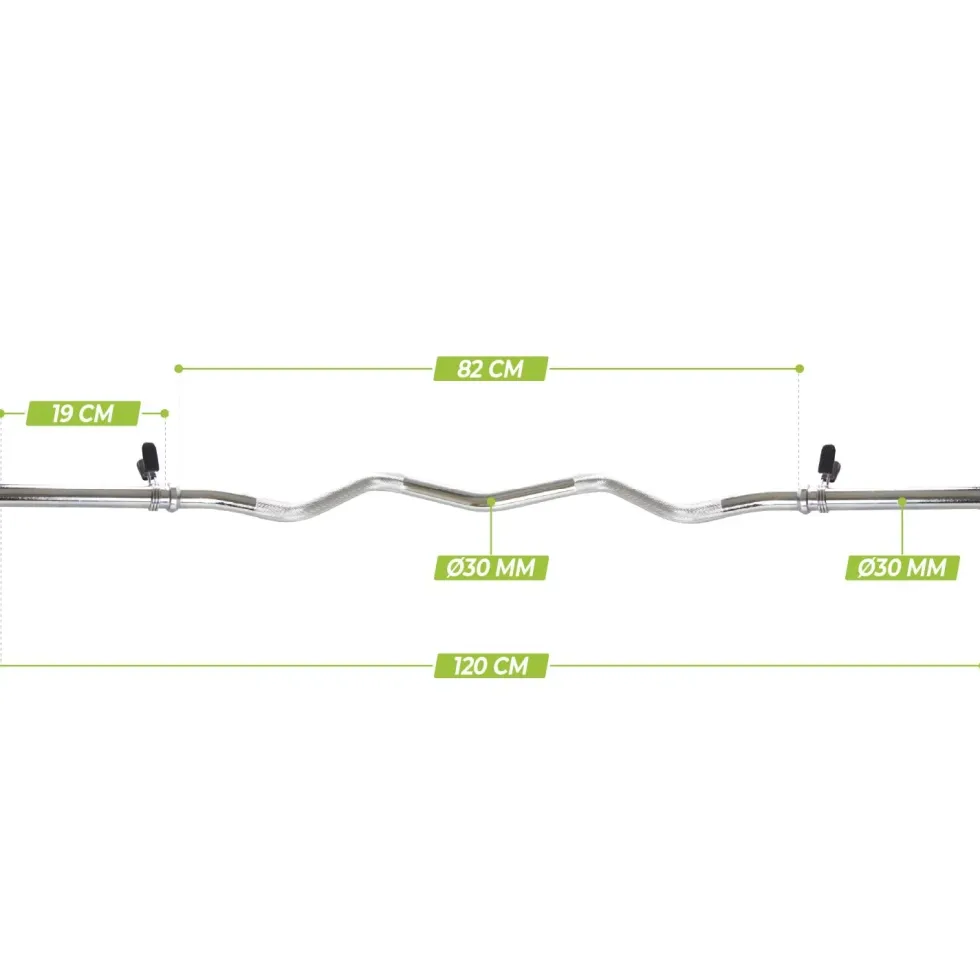 VirtuFit Curlstang - EZ Halterstang - 120 cm - Veerclip - 30 mm