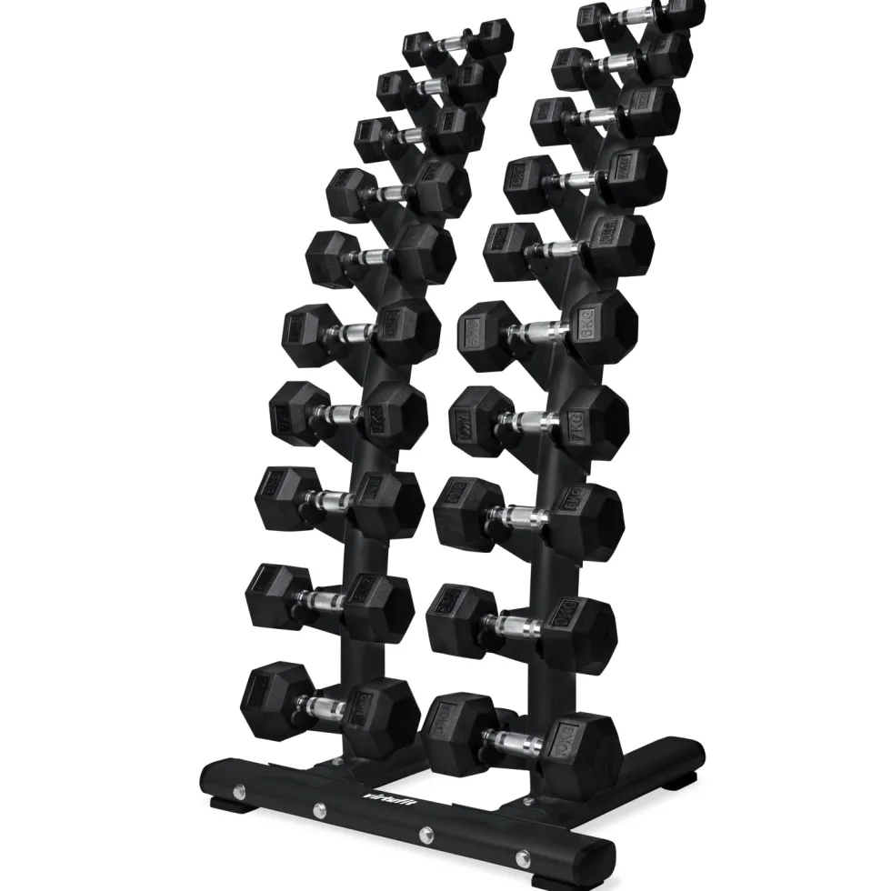 VirtuFit Dumbbellrek staand Deluxe + Hexa Dumbbells 1 t/m 10 kg