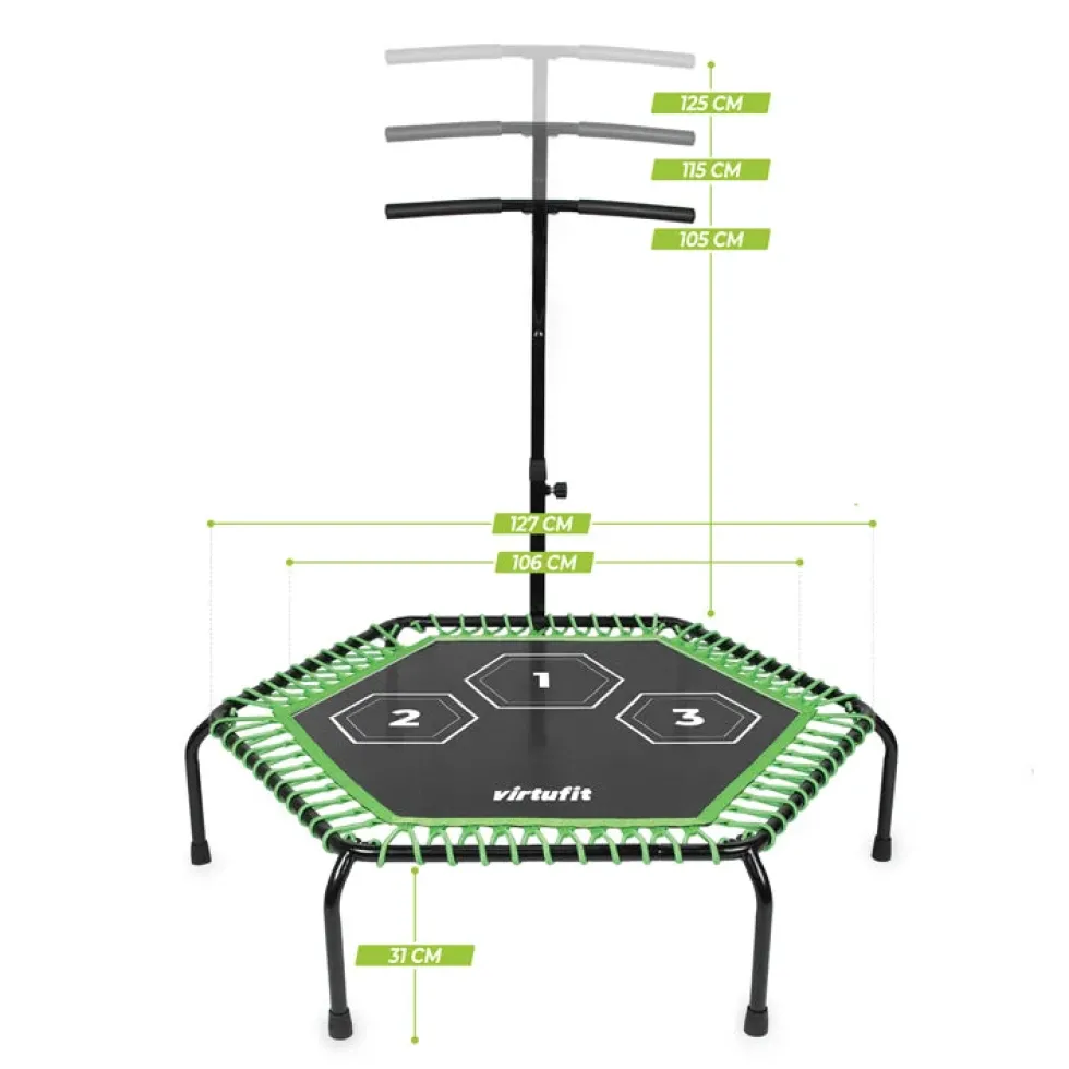 VirtuFit Fitness Trampoline Pro met Handvat - Zwart - 127 cm