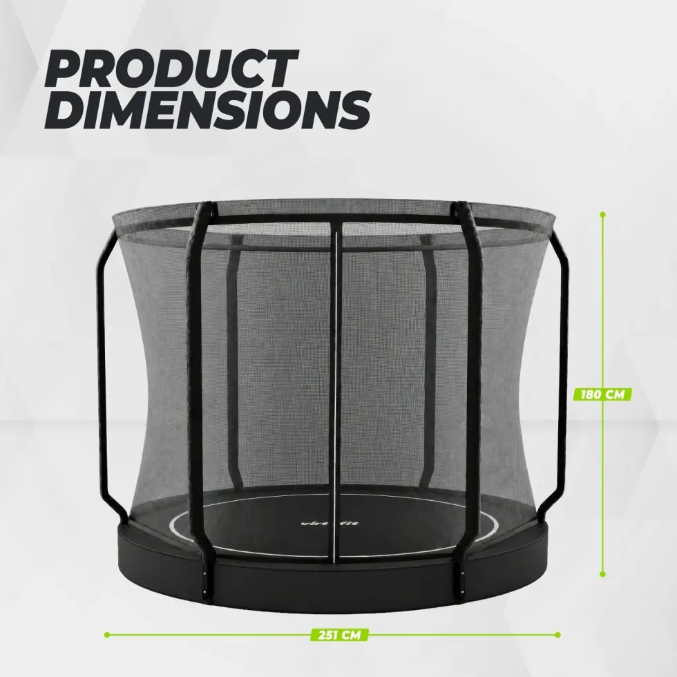 VirtuFit Flatground Trampoline 251 cm Inclusief Veiligheidsnet