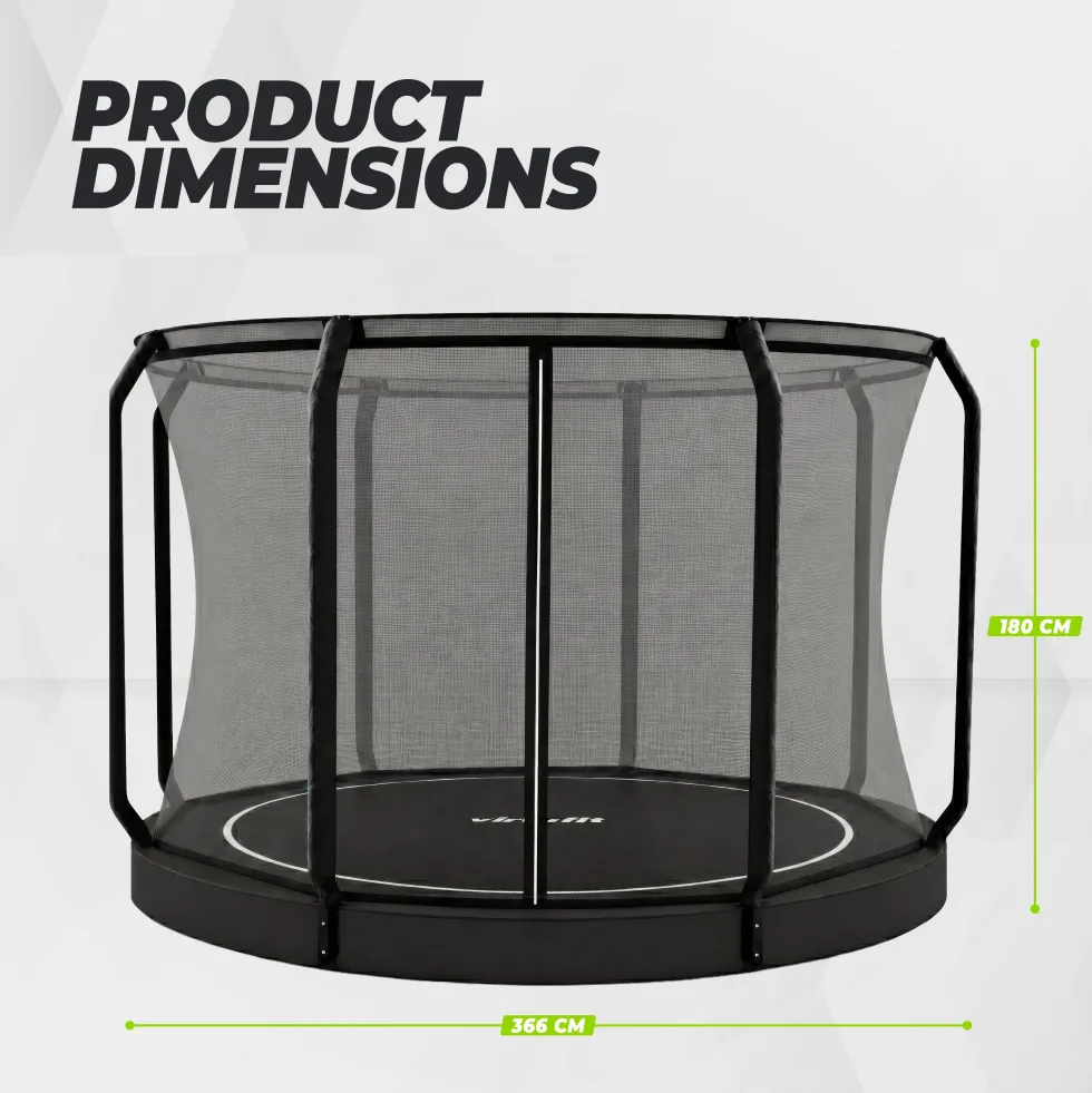 VirtuFit Flatground Trampoline 366 cm - inclusief veiligheidsnet