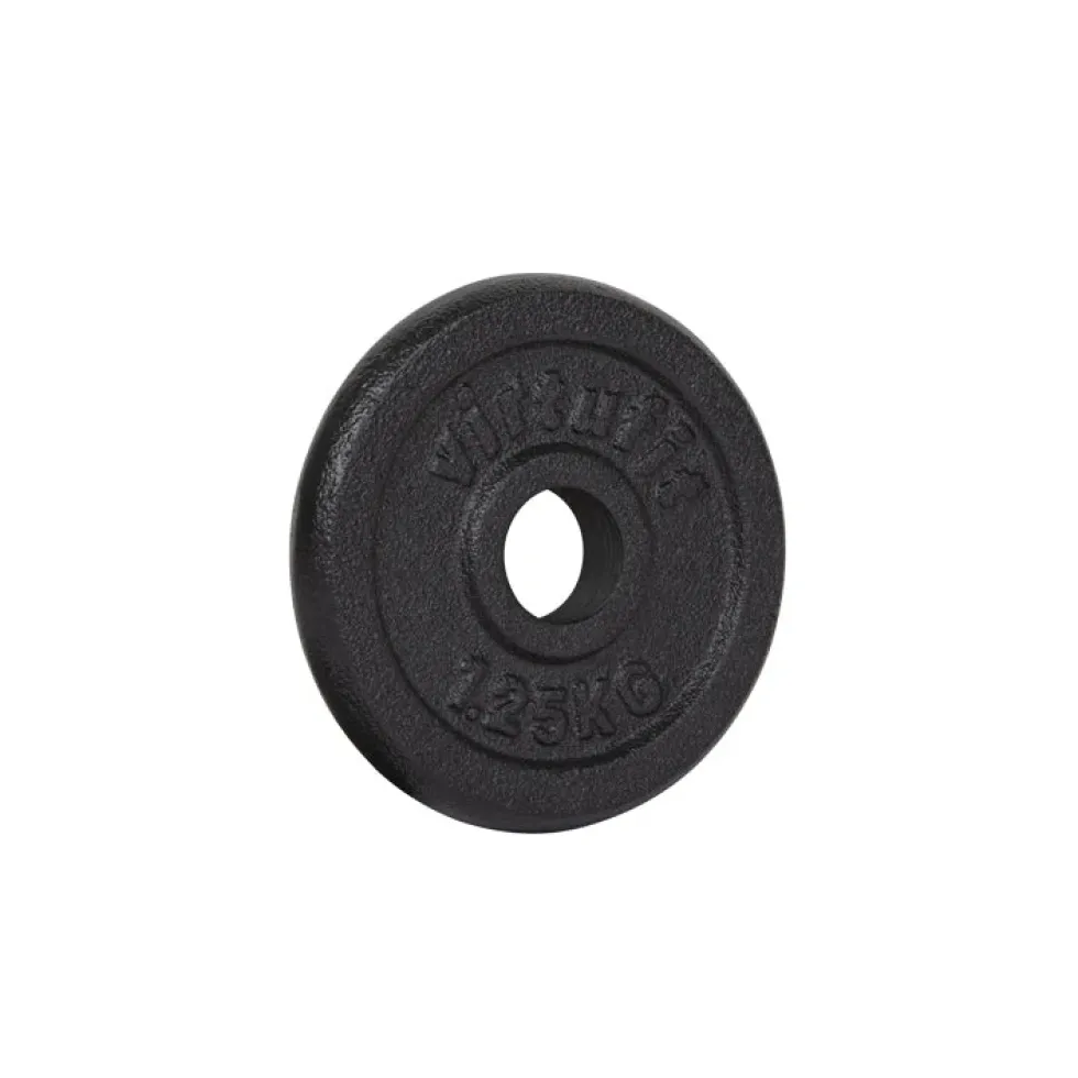 VirtuFit Gietijzeren Halterschijf - Halter gewicht - 30 mm - 1,25 kg - Zwart