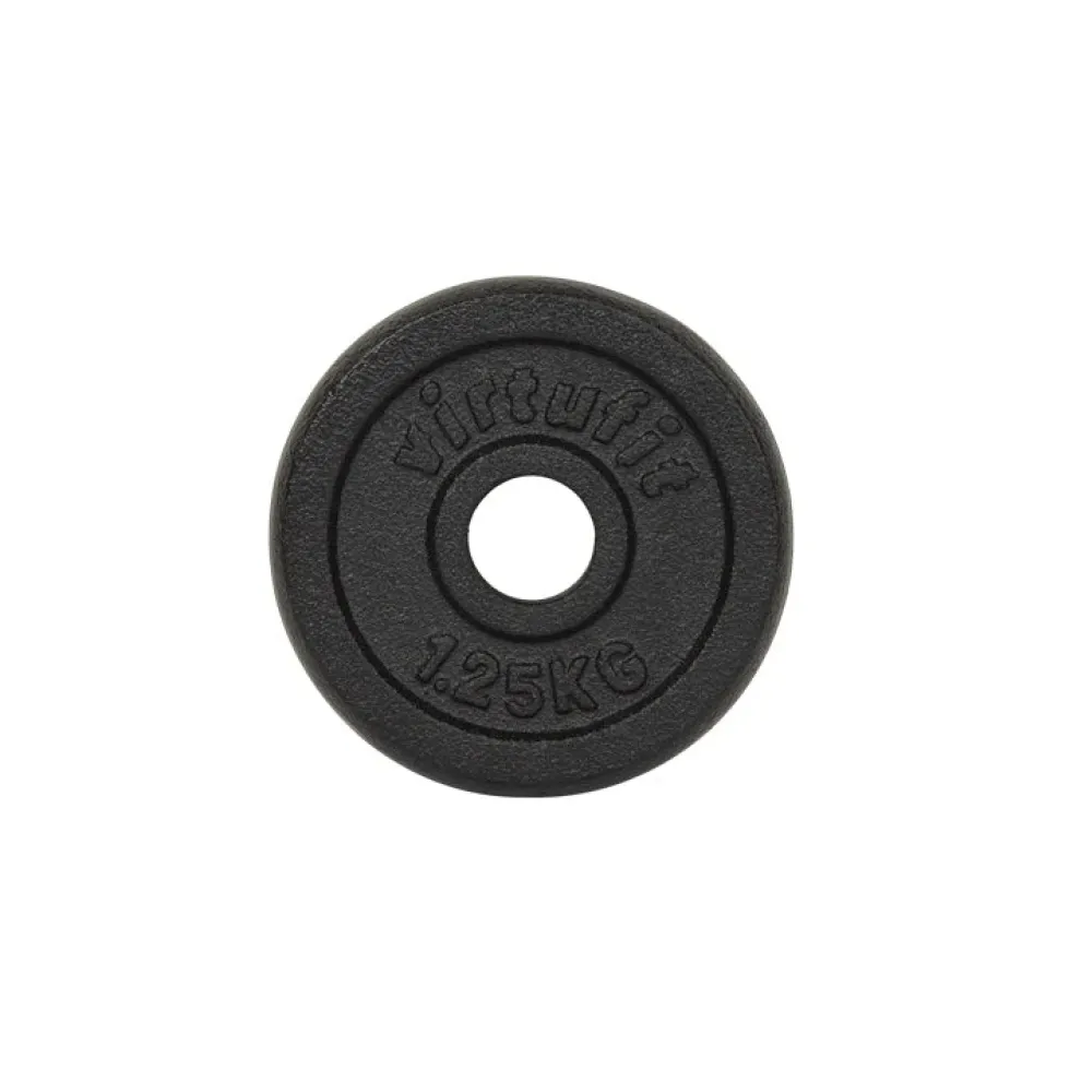 VirtuFit Gietijzeren Halterschijf - Halter gewicht - 30 mm - 1,25 kg - Zwart