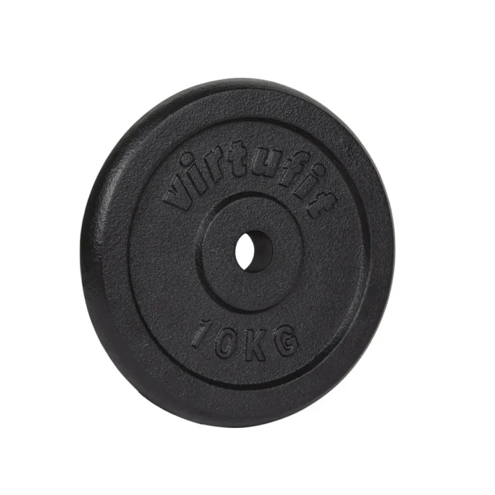 VirtuFit Gietijzeren Halterschijf - Halter gewicht - 30 mm - 10 kg - Zwart