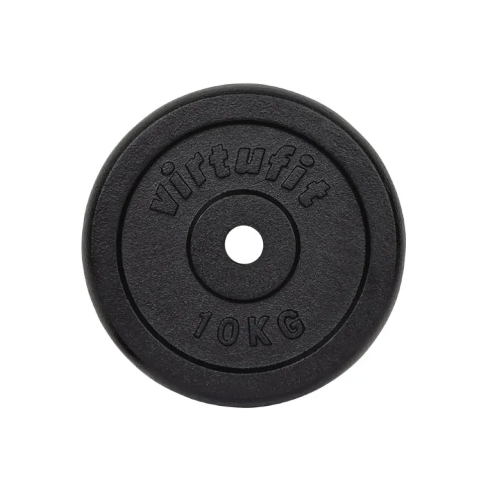 VirtuFit Gietijzeren Halterschijf - Halter gewicht - 30 mm - 10 kg - Zwart
