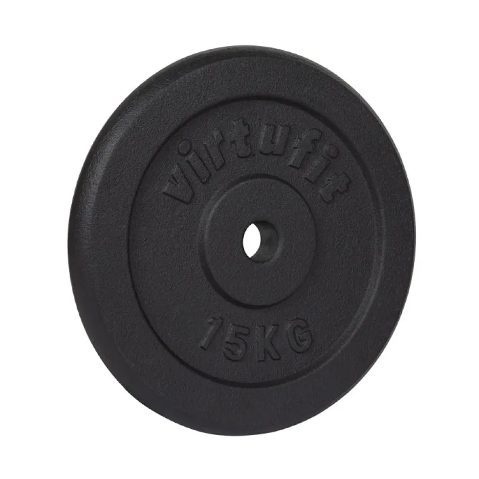 VirtuFit Gietijzeren Halterschijf - Halter gewicht - 30 mm - 15 kg - Zwart