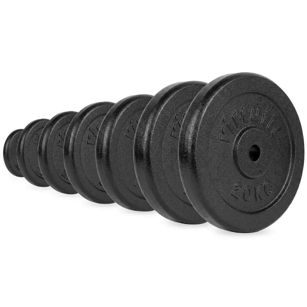 VirtuFit Gietijzeren Halterschijf - Halter gewicht - 30 mm - 15 kg - Zwart