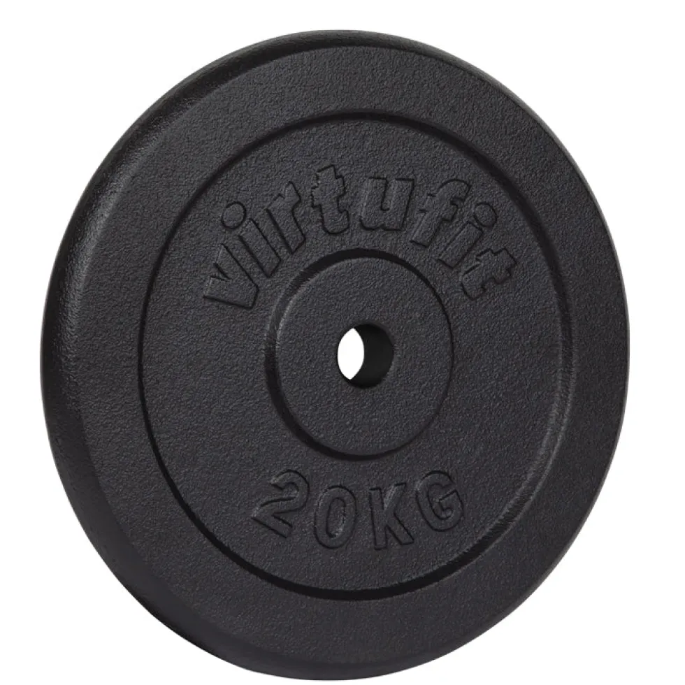 VirtuFit Gietijzeren Halterschijf - Halter gewicht - 30 mm - 20 kg - Zwart