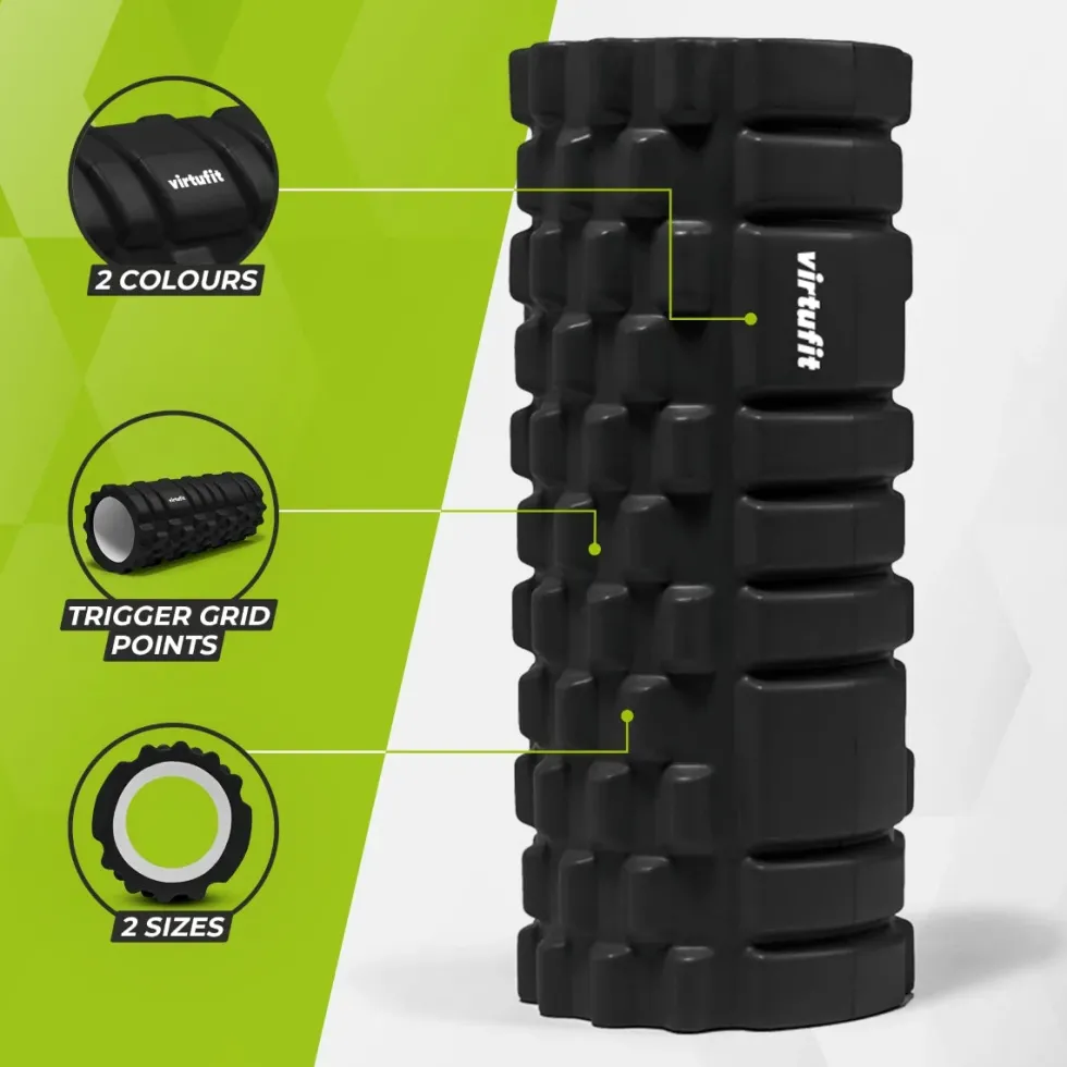 VirtuFit Grid Foam Roller - Massage roller - 33 cm - Zwart