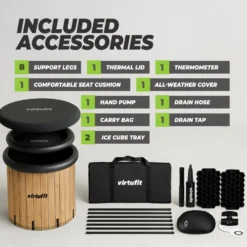 VirtuFit IJsbad XXL - 375 Liter - Wood Look - Inclusief accessoires