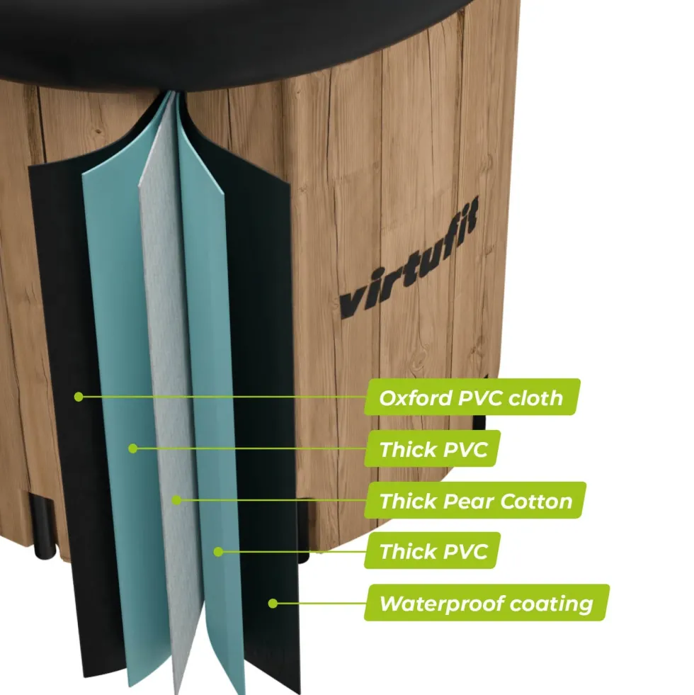 VirtuFit IJsbad XXL - 375 Liter - Wood Look - Inclusief accessoires - Tweedekans