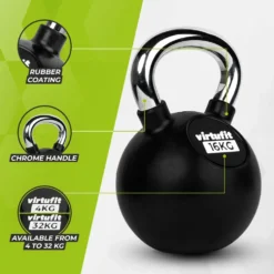 VirtuFit Kettlebell - Rubber/Chroom - 16 kg