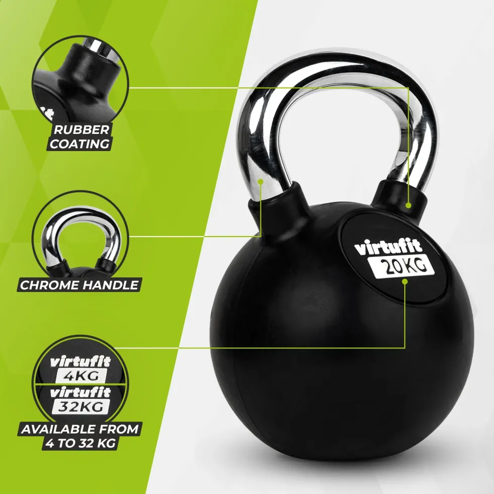 VirtuFit Kettlebell - Rubber/Chroom - 20 kg