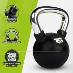 VirtuFit Kettlebell - Rubber/Chroom - 4 kg