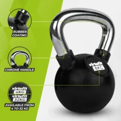 VirtuFit Kettlebell - Rubber/Chroom - 8 kg