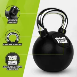 VirtuFit Kettlebell - Rubber/Chroom - 28 kg