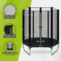 VirtuFit Kindertrampoline met Veiligheidsnet - Zwart - 140 cm