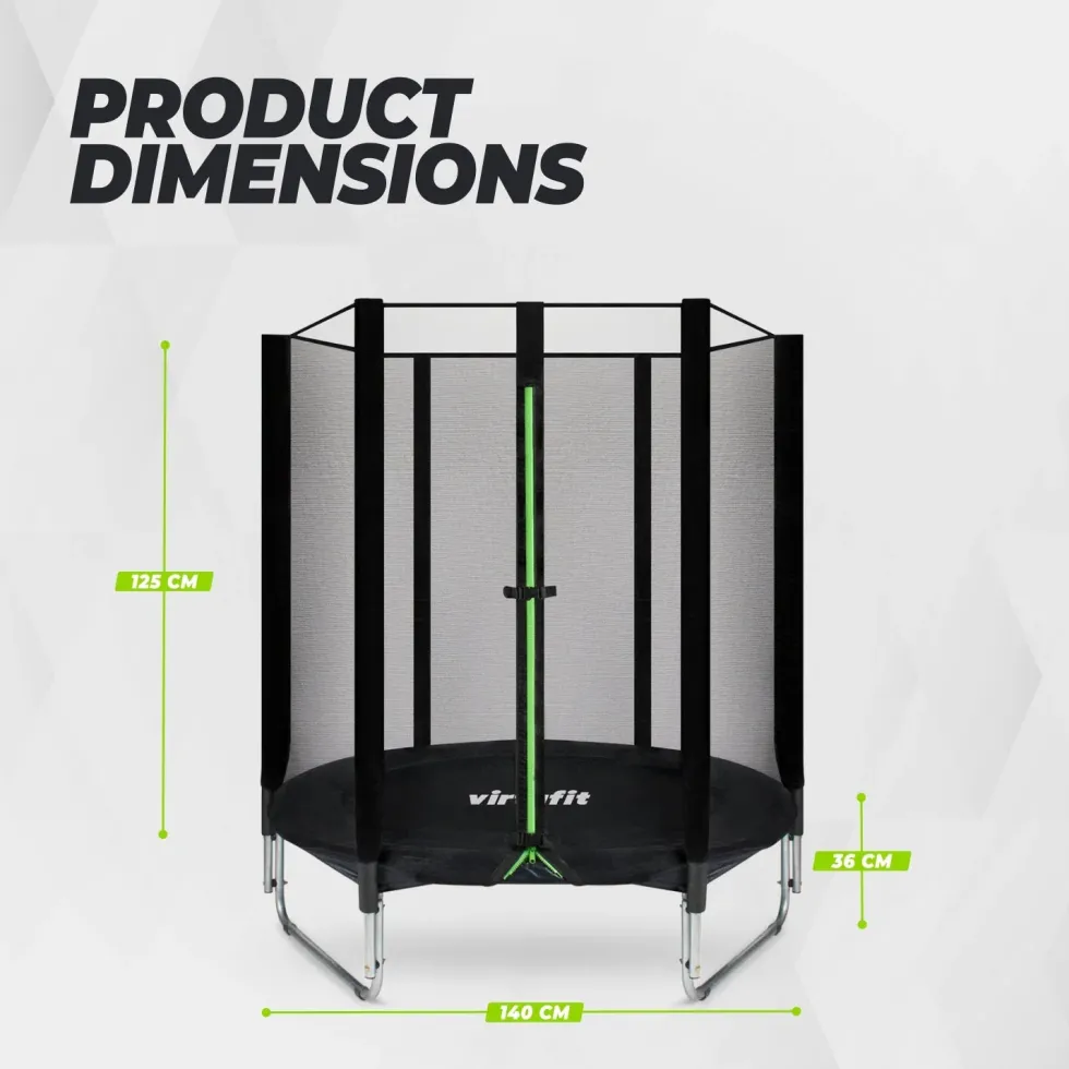 VirtuFit Kindertrampoline met Veiligheidsnet - Zwart - 140 cm