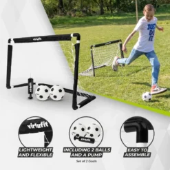 VirtuFit Kinder Voetbaldoelen Set met 2 Ballen en Pomp - Voetbalgoals - 92 x 64 cm