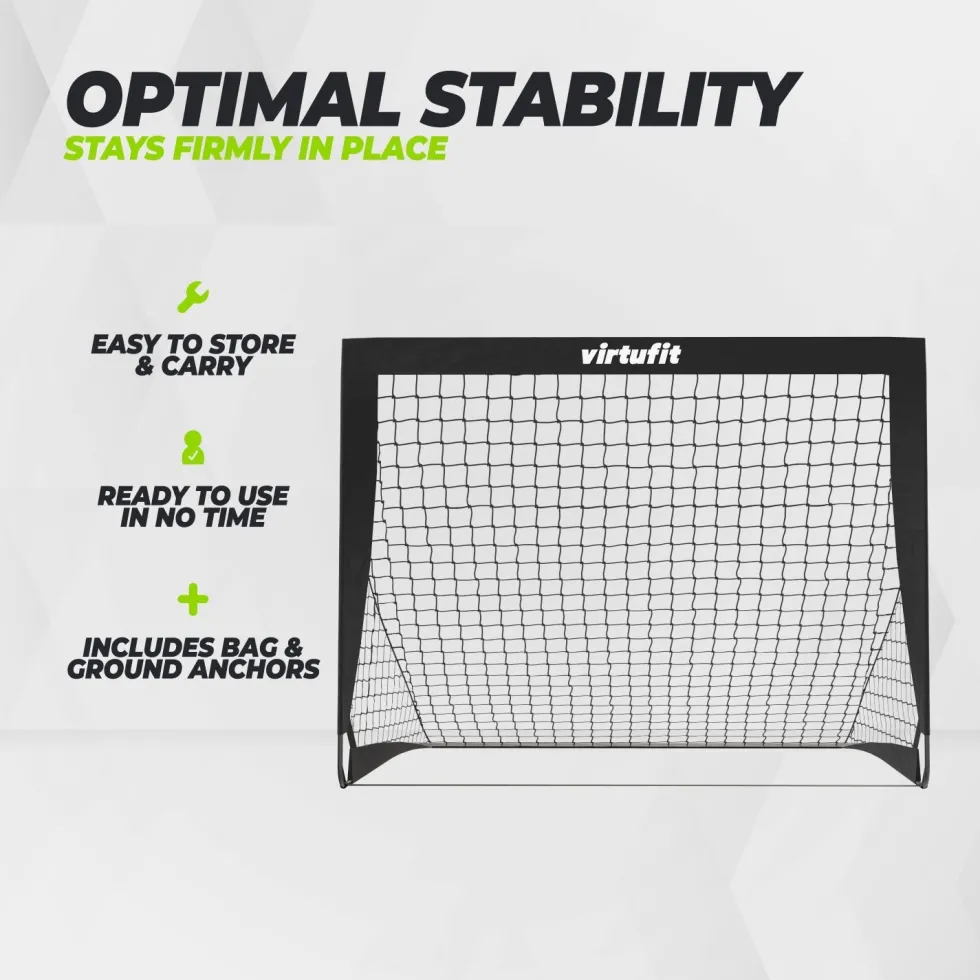 VirtuFit Pop-Up Voetbaldoelen Set - Voetbalgoals - 120 x 90 cm - Zwart