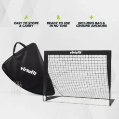 VirtuFit Pop-Up Voetbaldoelen Set - Voetbalgoals - 120 x 90 cm - Zwart