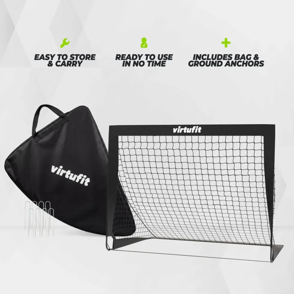 VirtuFit Pop-Up Voetbaldoelen Set - Voetbalgoals - 120 x 90 cm - Zwart