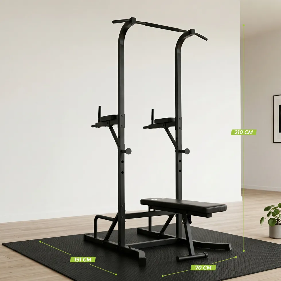 Virtufit Power Tower Deluxe met Fitnessbank