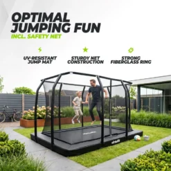 VirtuFit Premium Inground Trampoline met Veiligheidsnet - Zwart - 244 x 366 cm