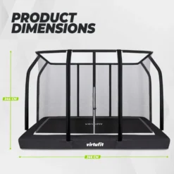 VirtuFit Premium Inground Trampoline met Veiligheidsnet - Zwart - 244 x 366 cm