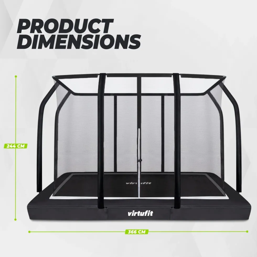 VirtuFit Premium Inground Trampoline met Veiligheidsnet - Zwart - 244 x 366 cm