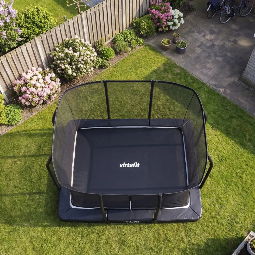 VirtuFit Premium Inground Trampoline met Veiligheidsnet - Zwart - 244 x 366 cm