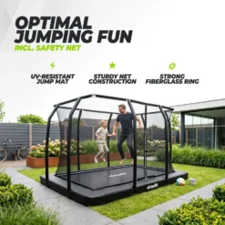 VirtuFit Premium Inground Trampoline met Veiligheidsnet - Zwart - 244 x 366 cm