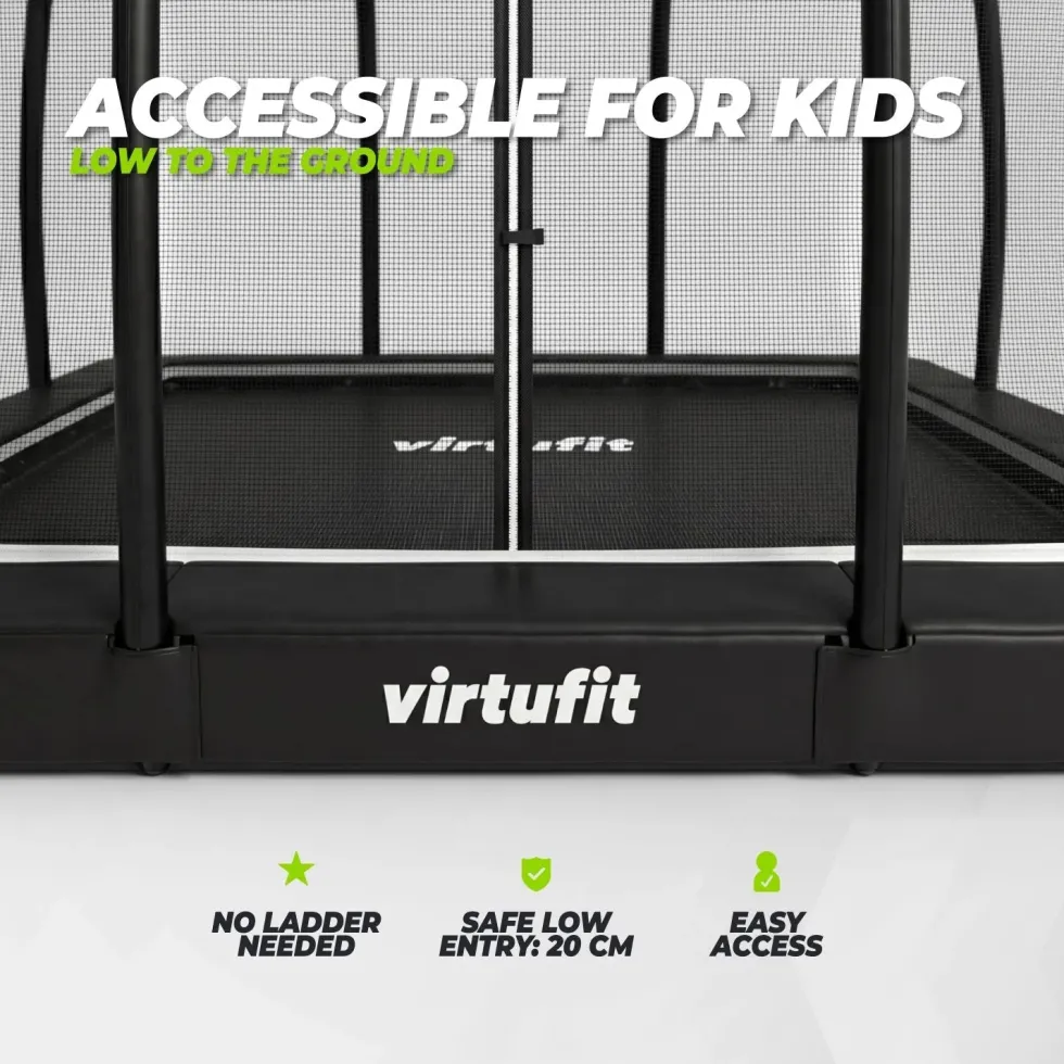 VirtuFit Premium Inground Trampoline met Veiligheidsnet - Zwart - 244 x 366 cm