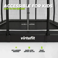 VirtuFit Premium Inground Trampoline met Veiligheidsnet - Zwart - 183 x 274 cm