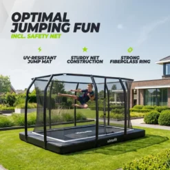 VirtuFit Premium Inground Trampoline met Veiligheidsnet - Zwart - 183 x 274 cm