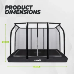 VirtuFit Premium Inground Trampoline met Veiligheidsnet - Zwart - 213 x 305 cm